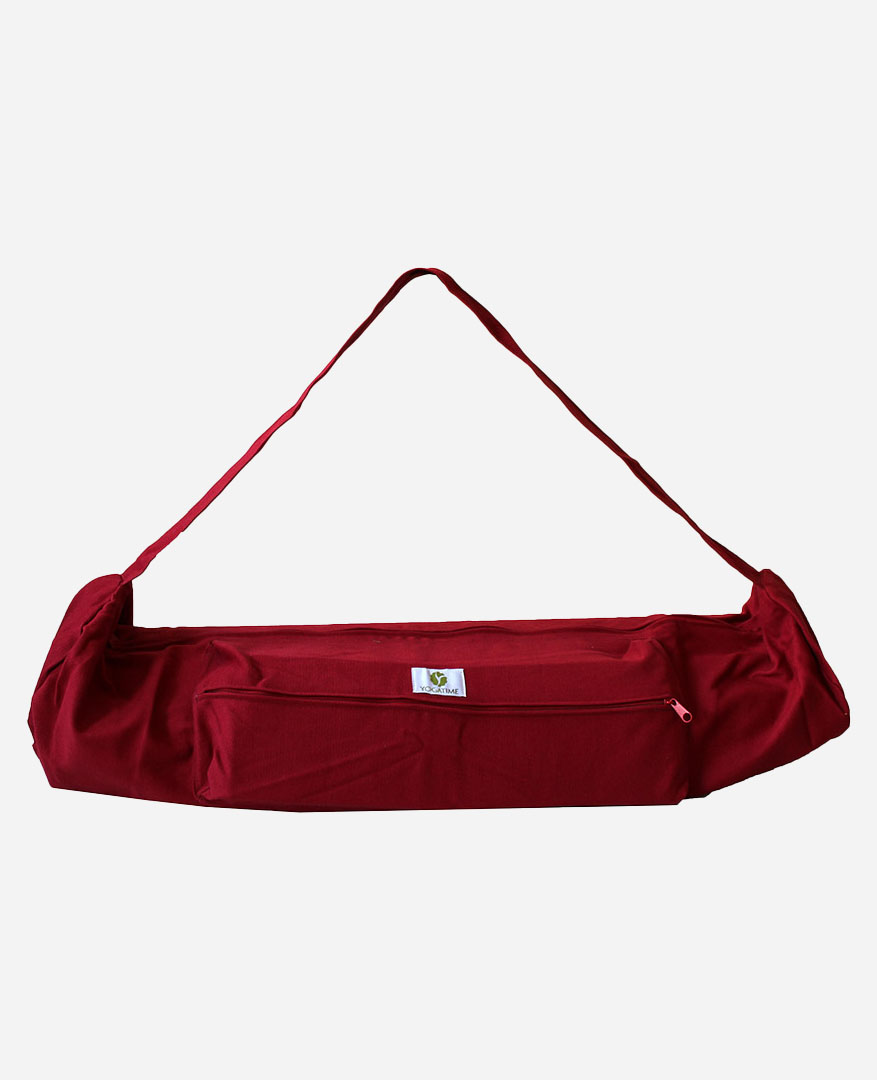 Bordo Kalın Pamuklu ve Boydan Boya Fermuarlı Yogatime Yoga Mat Çantası