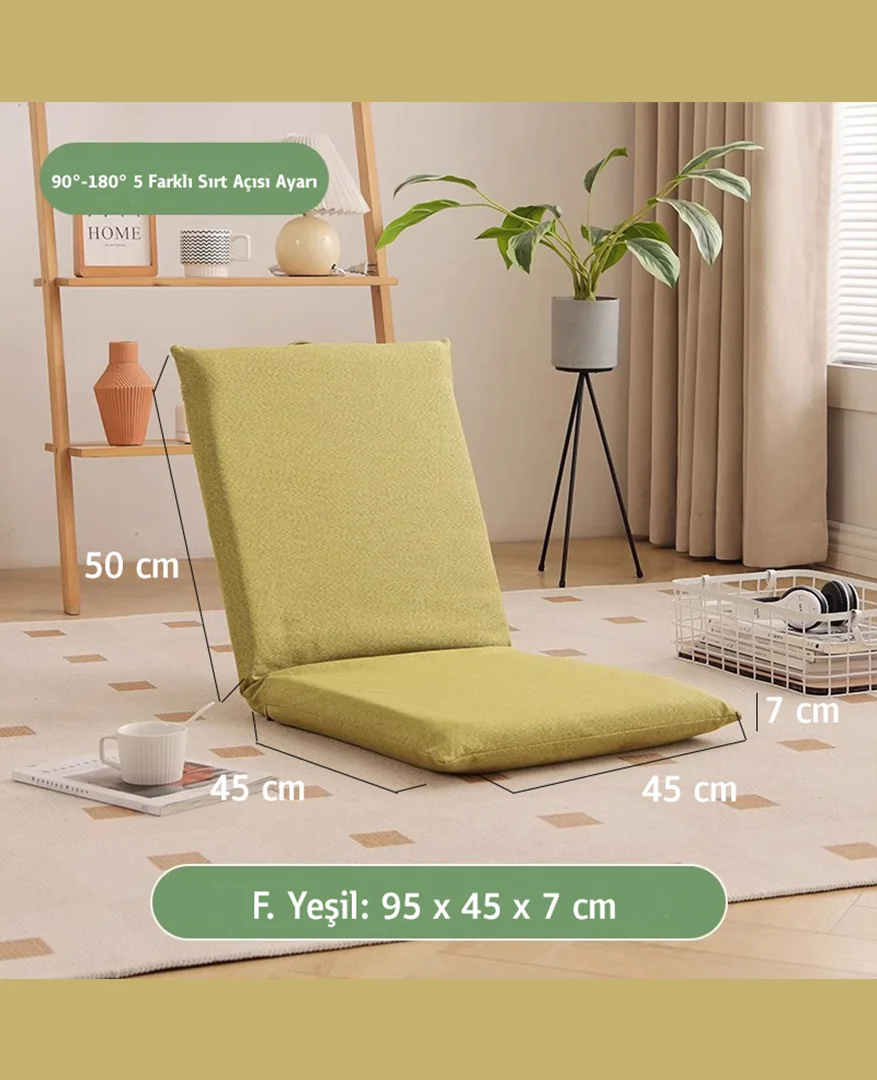 Fıstık Yeşili Back Jack Meditasyon Sandalyesi - Canlı Yeşil Sırt Destekli Yer Koltuğu - Yogatime