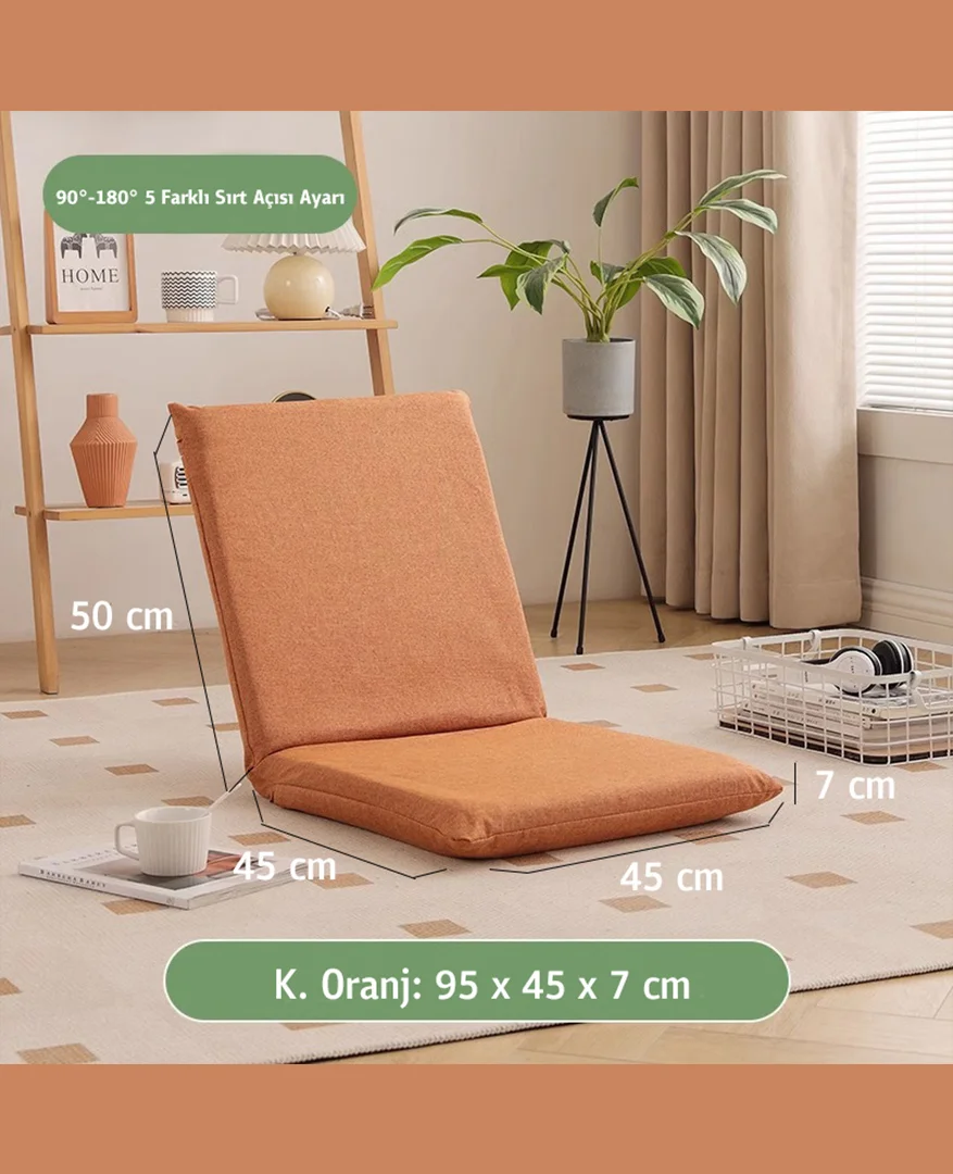 Koyu Oranj Back Jack Meditasyon Sandalyesi - Turuncu Sırt Destekli Yer Koltuğu - Yogatime