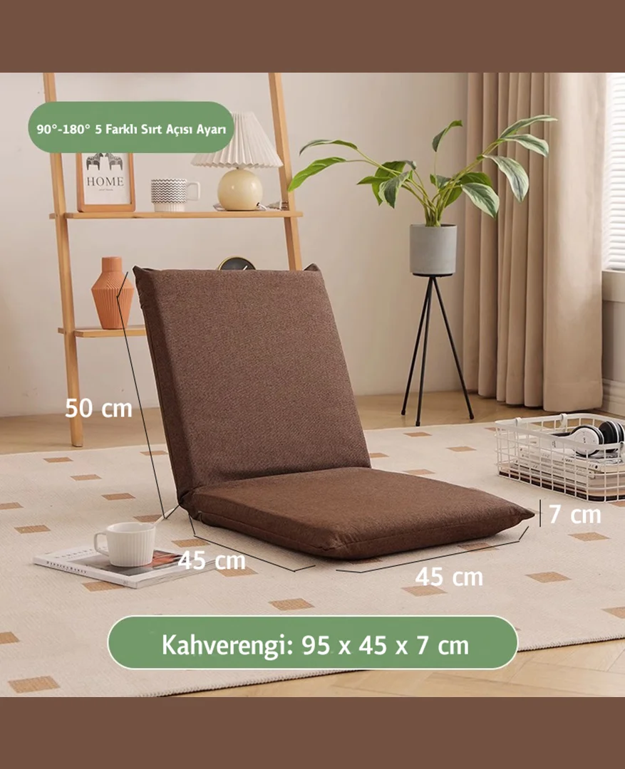 Kahverengi Back Jack Meditasyon Sandalyesi - Toprak Tonlu Sırt Destekli Yer Koltuğu - Yogatime