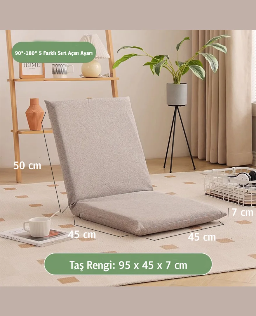 Taş Rengi Back Jack Meditasyon Sandalyesi - Nötr Tonlu Sırt Destekli Yer Koltuğu - Yogatime