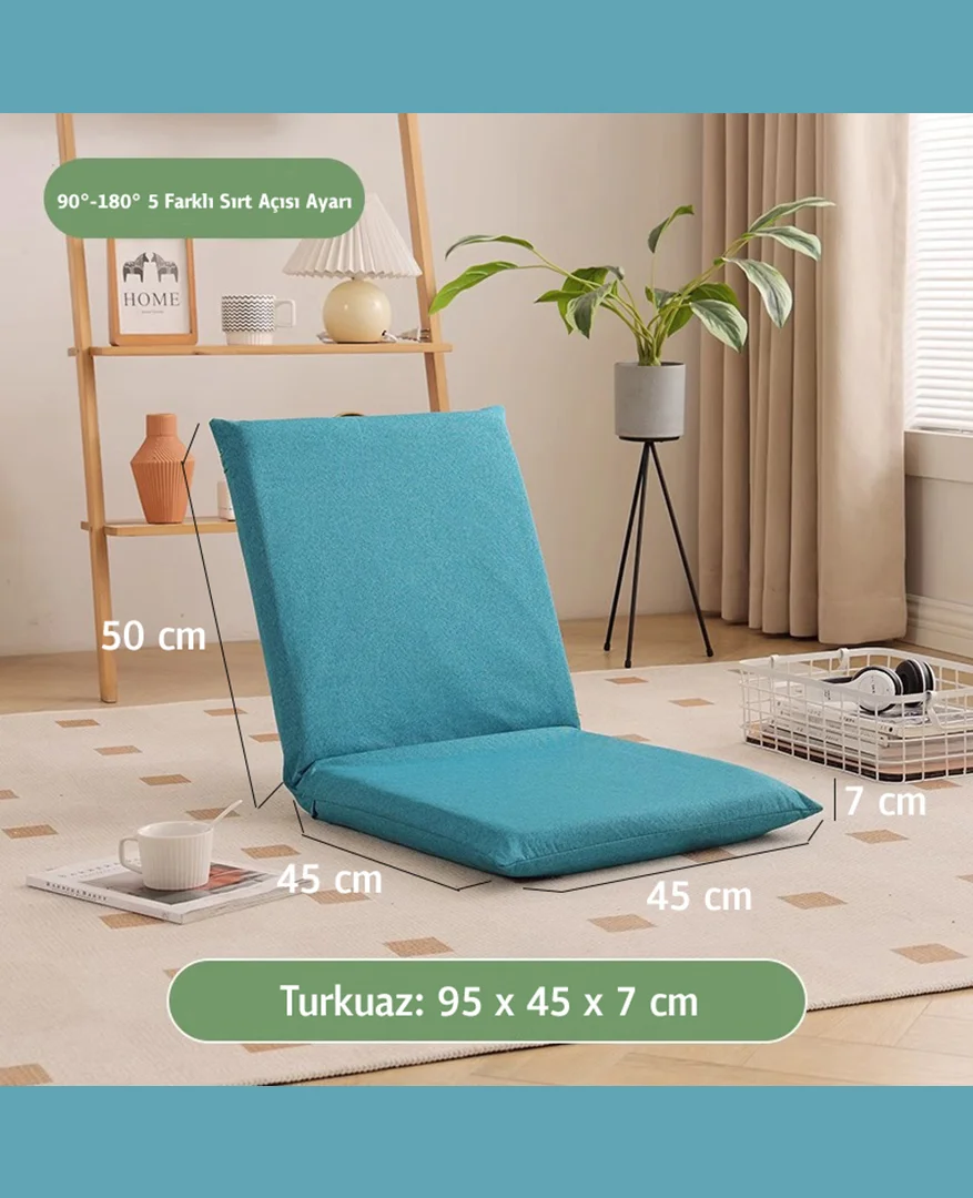 Turkuaz Back Jack Meditasyon Sandalyesi - Sırt Destekli Yer Koltuğu - Yogatime