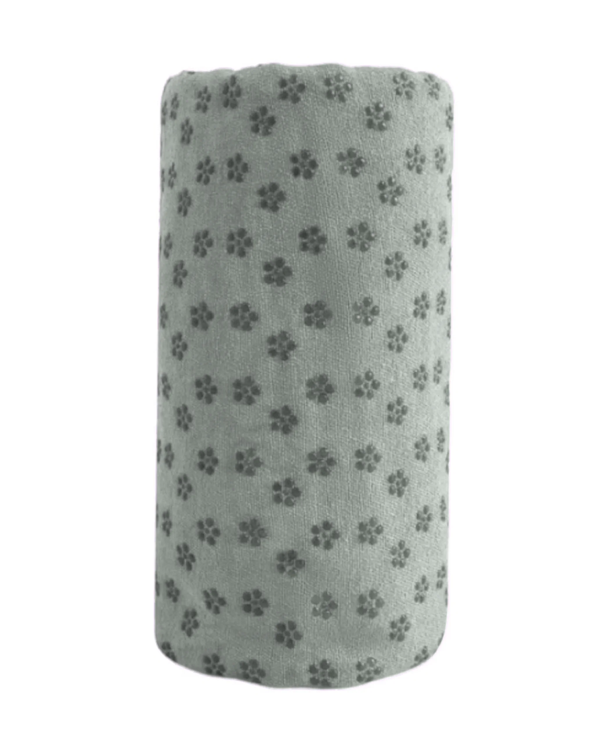 Mikrofiber ve ABS Kaymaz Tabanlı Füme Yogatime Yoga Mat Havlusu Sarılı Görünümü ve Doku Detayı