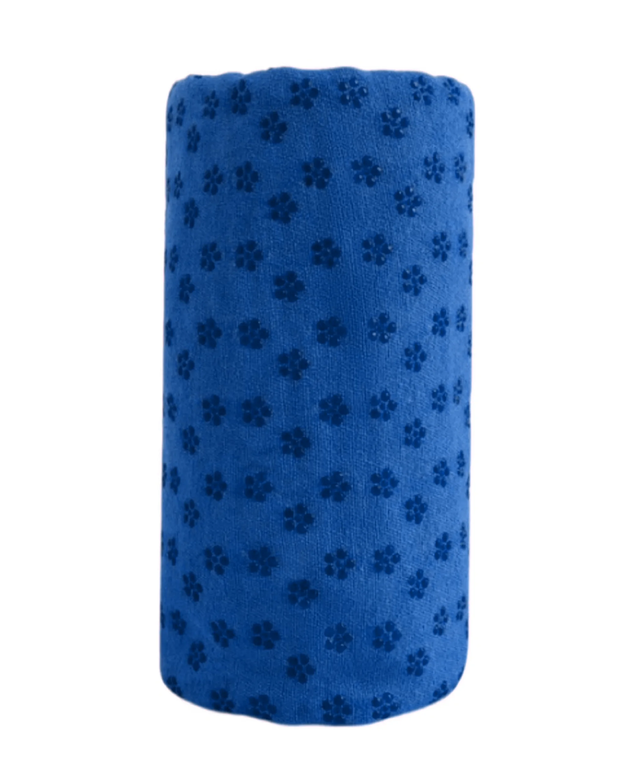 Mikrofiber ve ABS Kaymaz Tabanlı Koyu Mavi Yogatime Yoga Mat Havlusu Sarılı Görünümü ve Doku Detayı