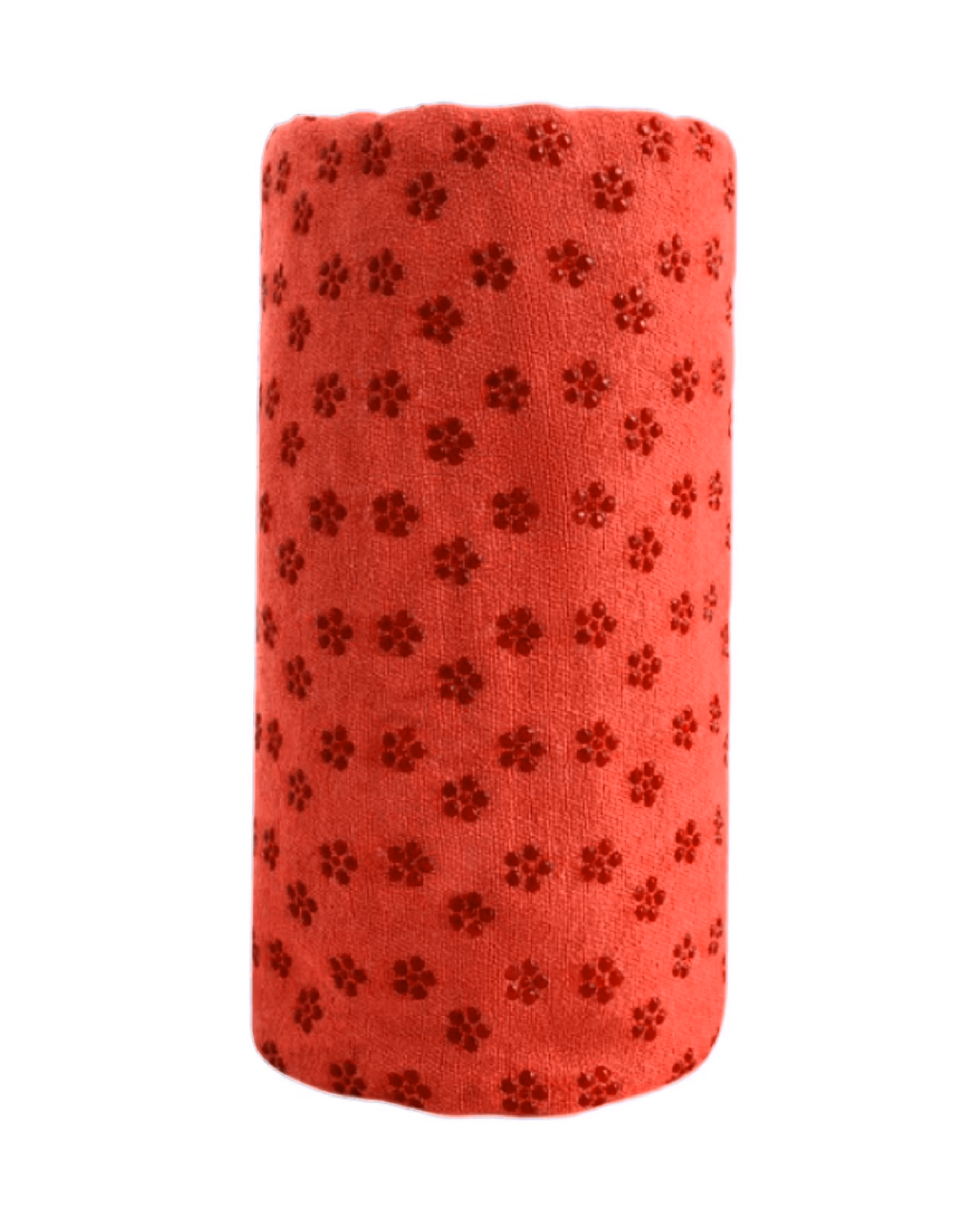 Mikrofiber ve ABS Kaymaz Tabanlı Oranj Yogatime Yoga Mat Havlusu Sarılı Görünümü ve Doku Detayı