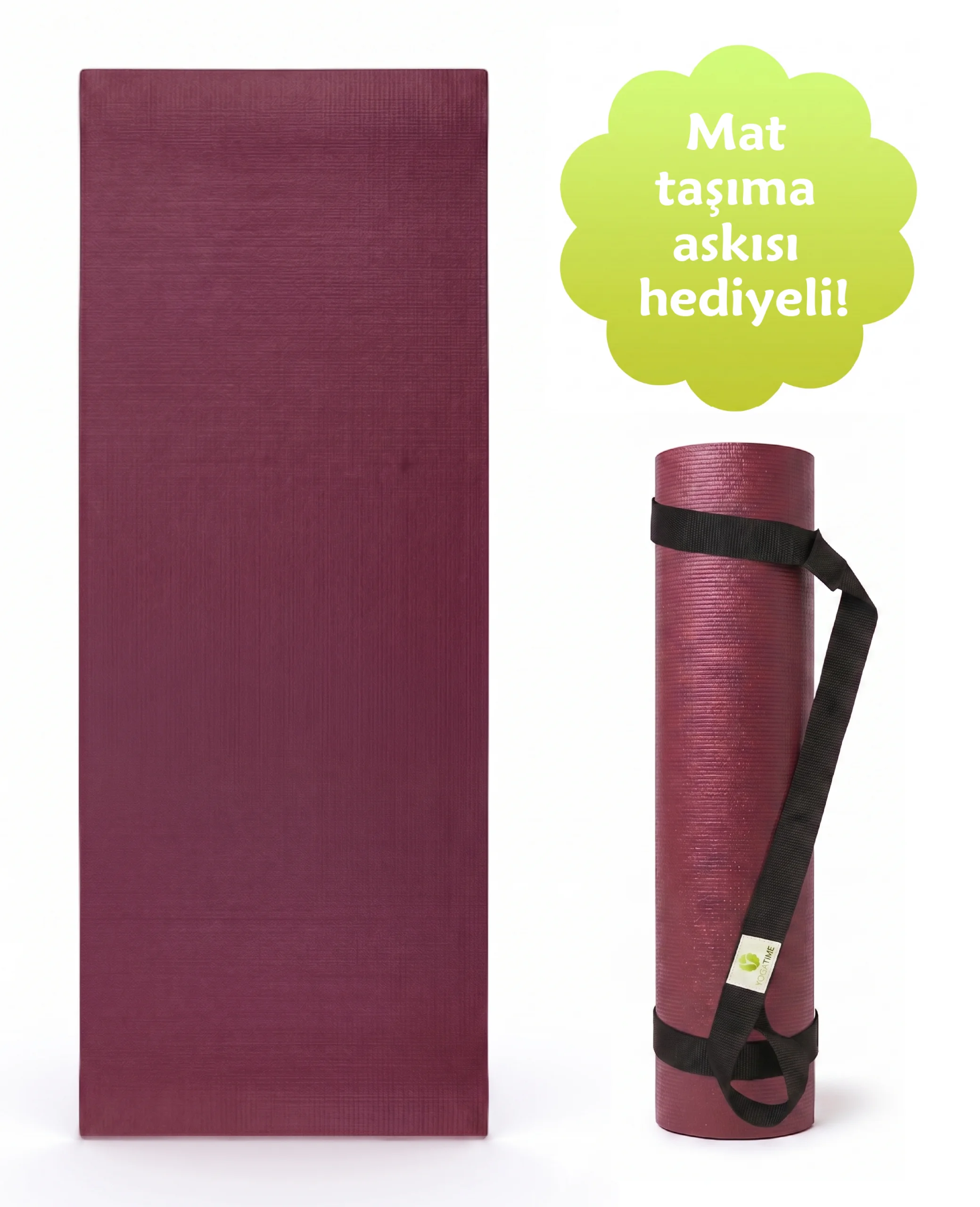 Bordo Çift Taraflı Kauçuk Yogatime Pro Mat Profesyonel Yoga Matı