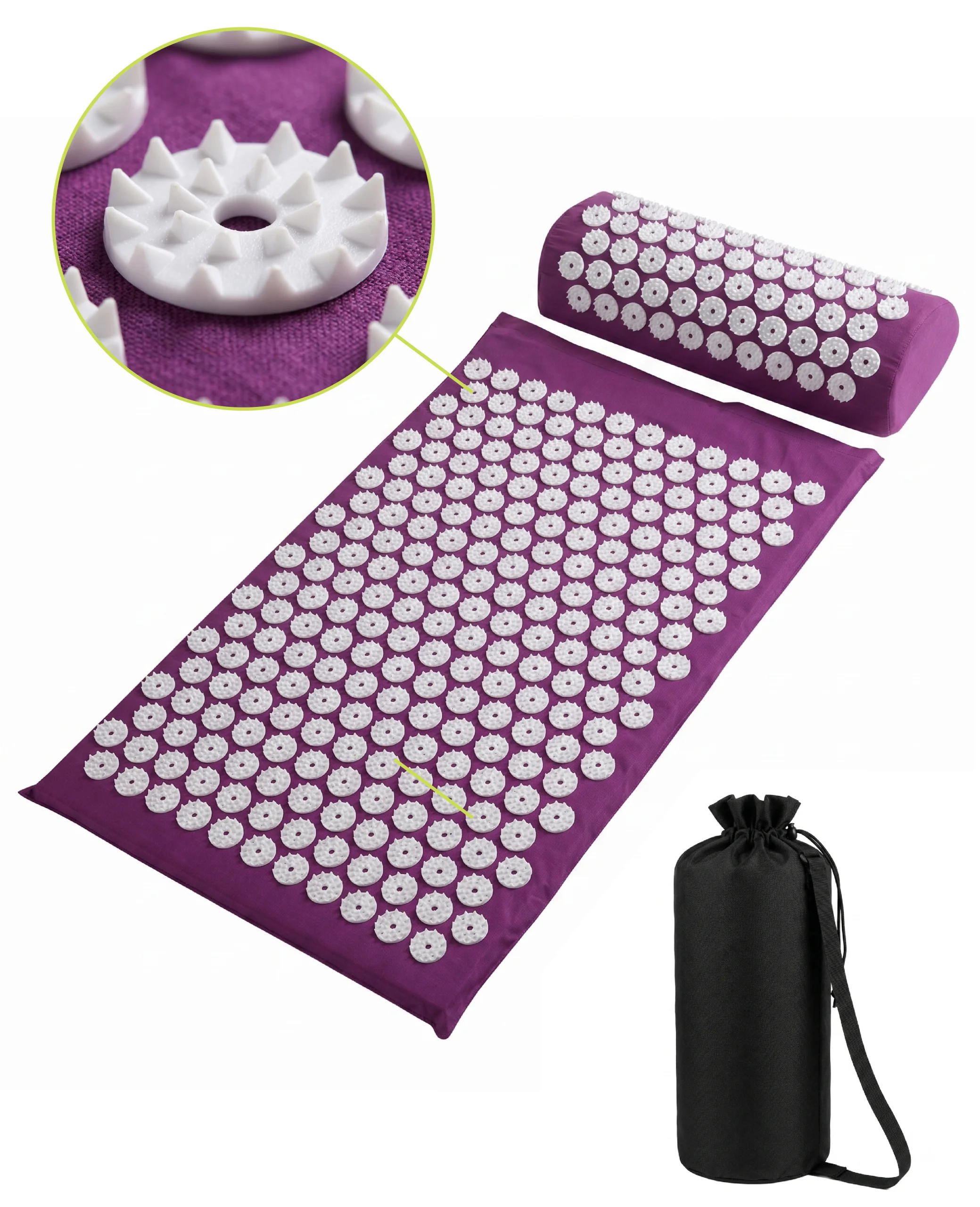 Mor Yastıklı 2 Parçalı Yogatime Çivili Mat Seti