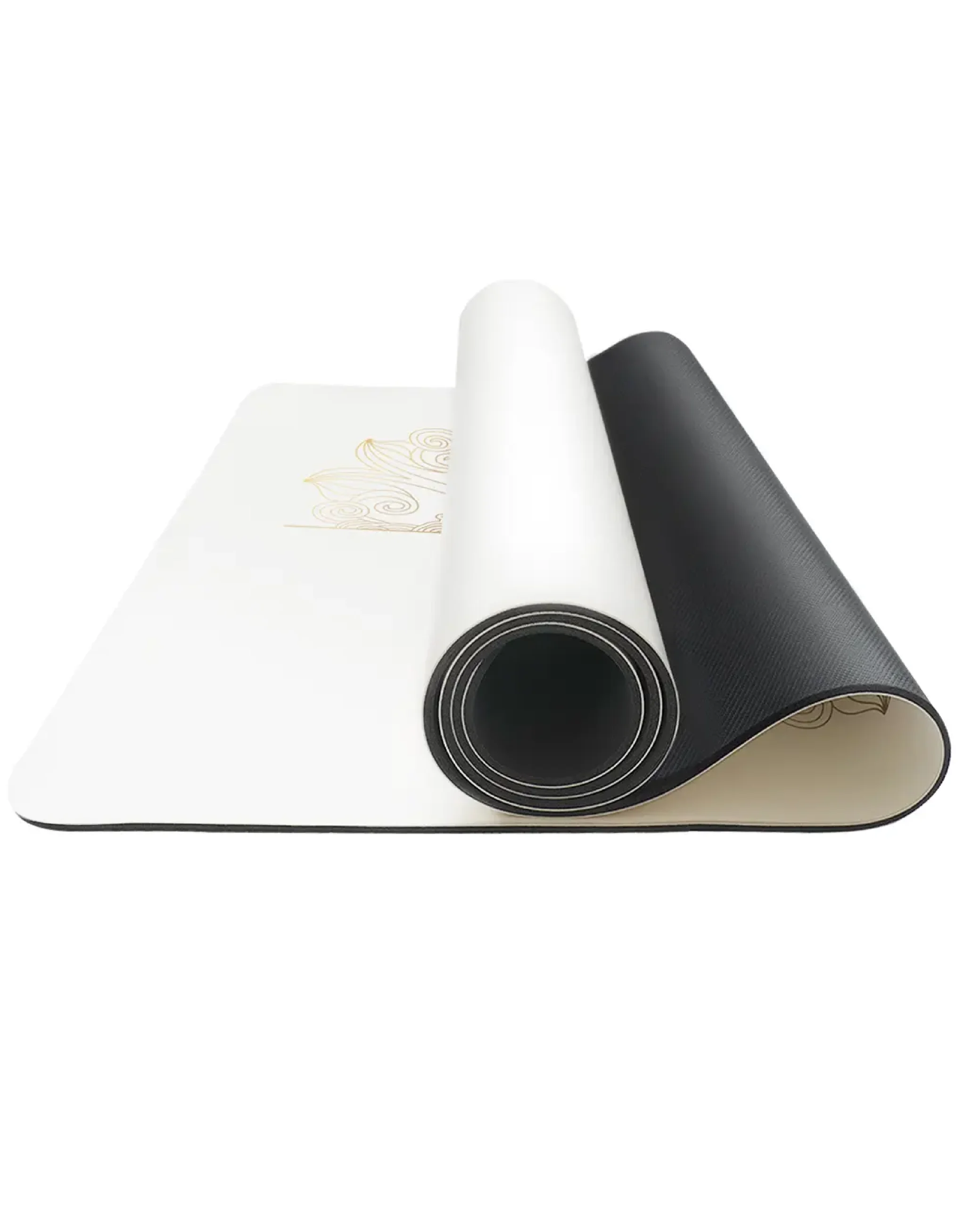 Bedeni doğru hizalamaya yardımcı altın işlemeli 5mm beyaz kauçuk yoga matı