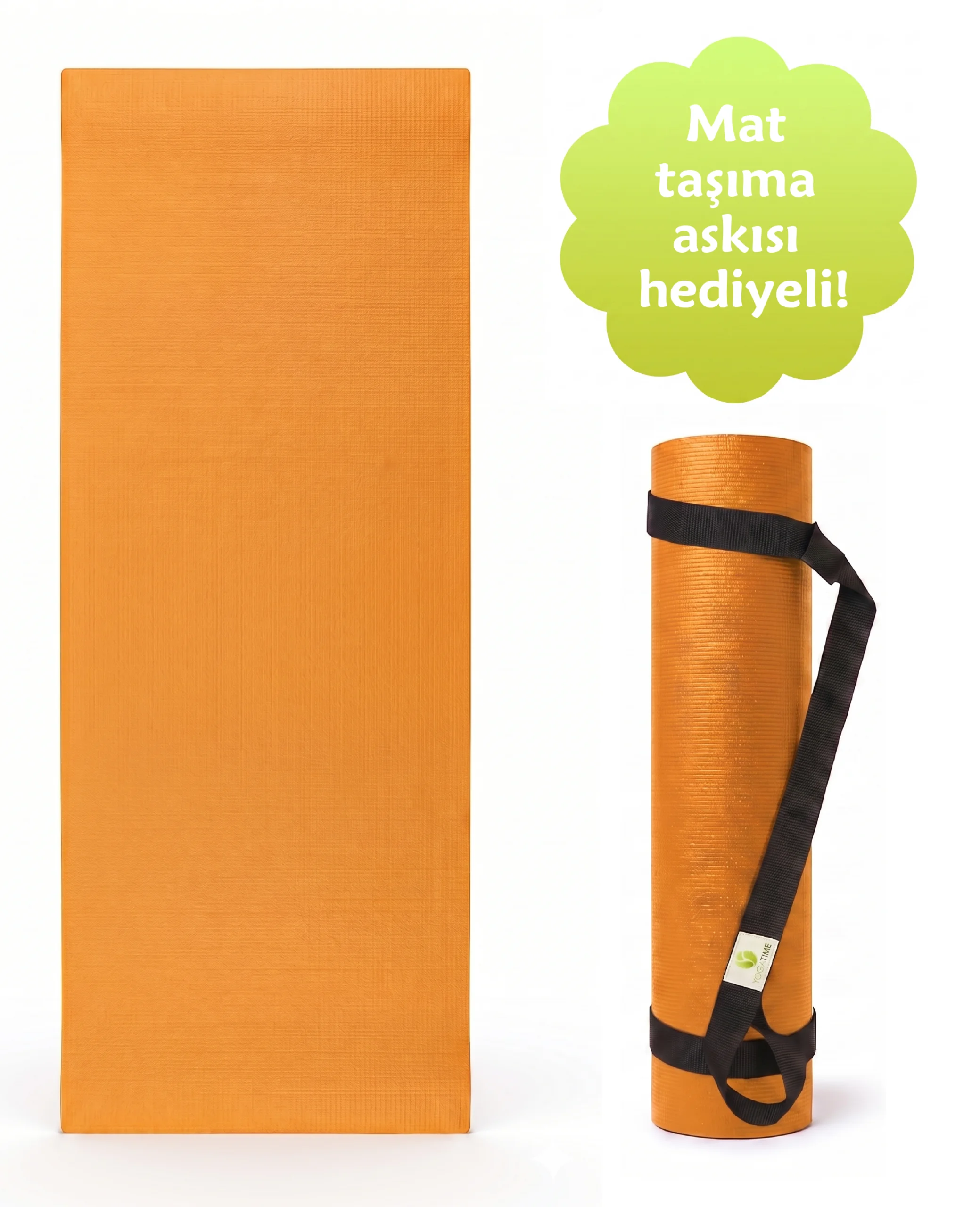 Oranj Çift Taraflı Kauçuk Yogatime Pro Mat Profesyonel Yoga Matı
